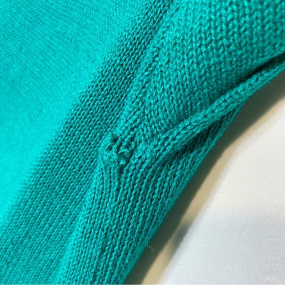 Vintage Victoria Jones Beaded Oversized Green Ramie Cotton Cowl Neck Sweater L - Picture 6 of 16